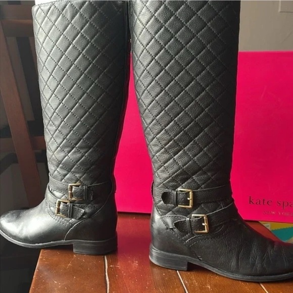 Kate Spade ♠️ Black Quilted Riding Leather Boots Size 7 🥳 - Picture 2 of 12